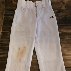 Boys Adidas Baseball Pants, White XXS